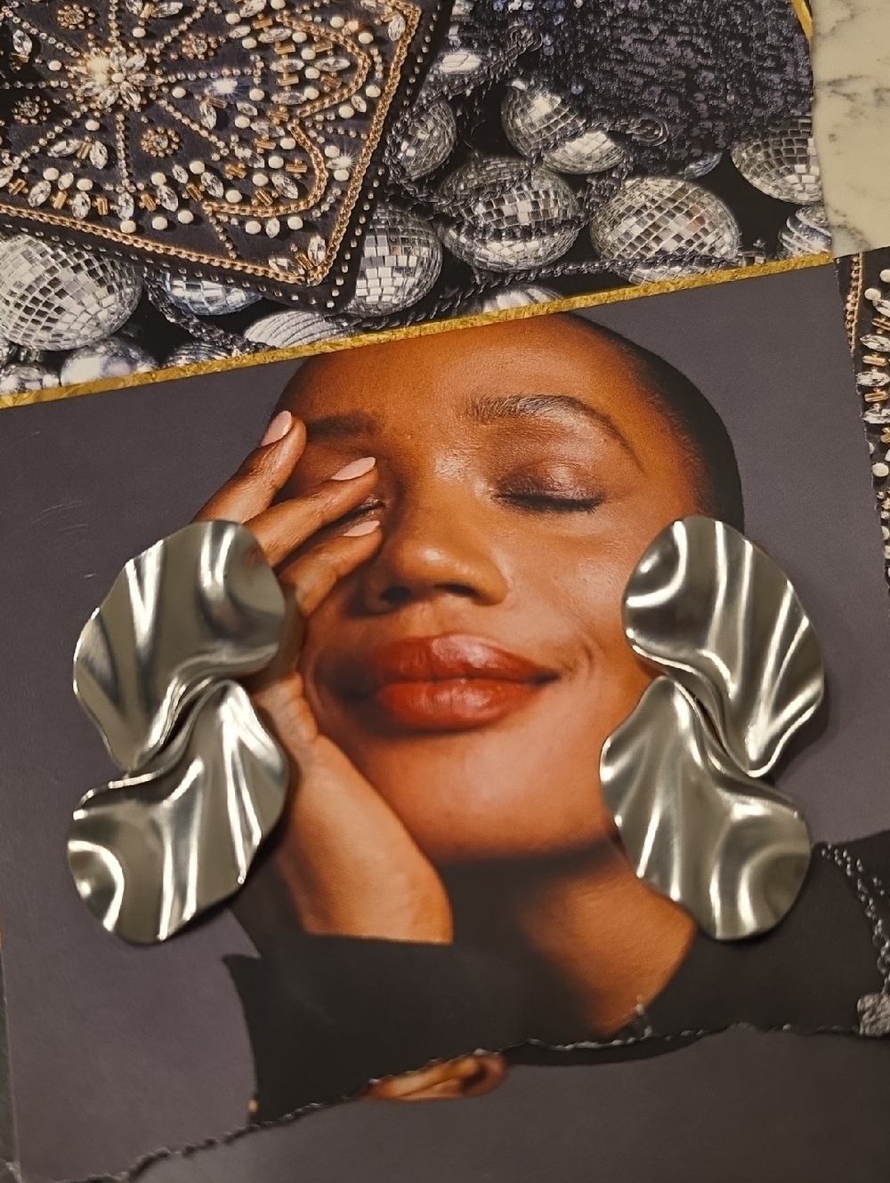 Wavy Sculptural Silvertone Statement Earrings